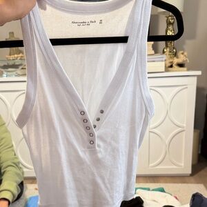 Abercrombie & Fitch White Tank with Button Accents